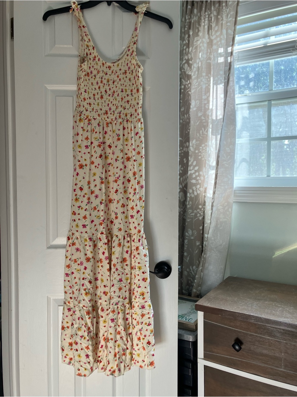 Cottagecore bailey blue Cream Floral Maxi Dress